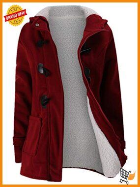 Women's Hooded Fleece Thicken Coat Horn Button Winter Warm Jacket